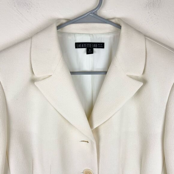Lafayette 148 Virgin Wool Blazer Jacket - Ivory - Picture 6 of 6